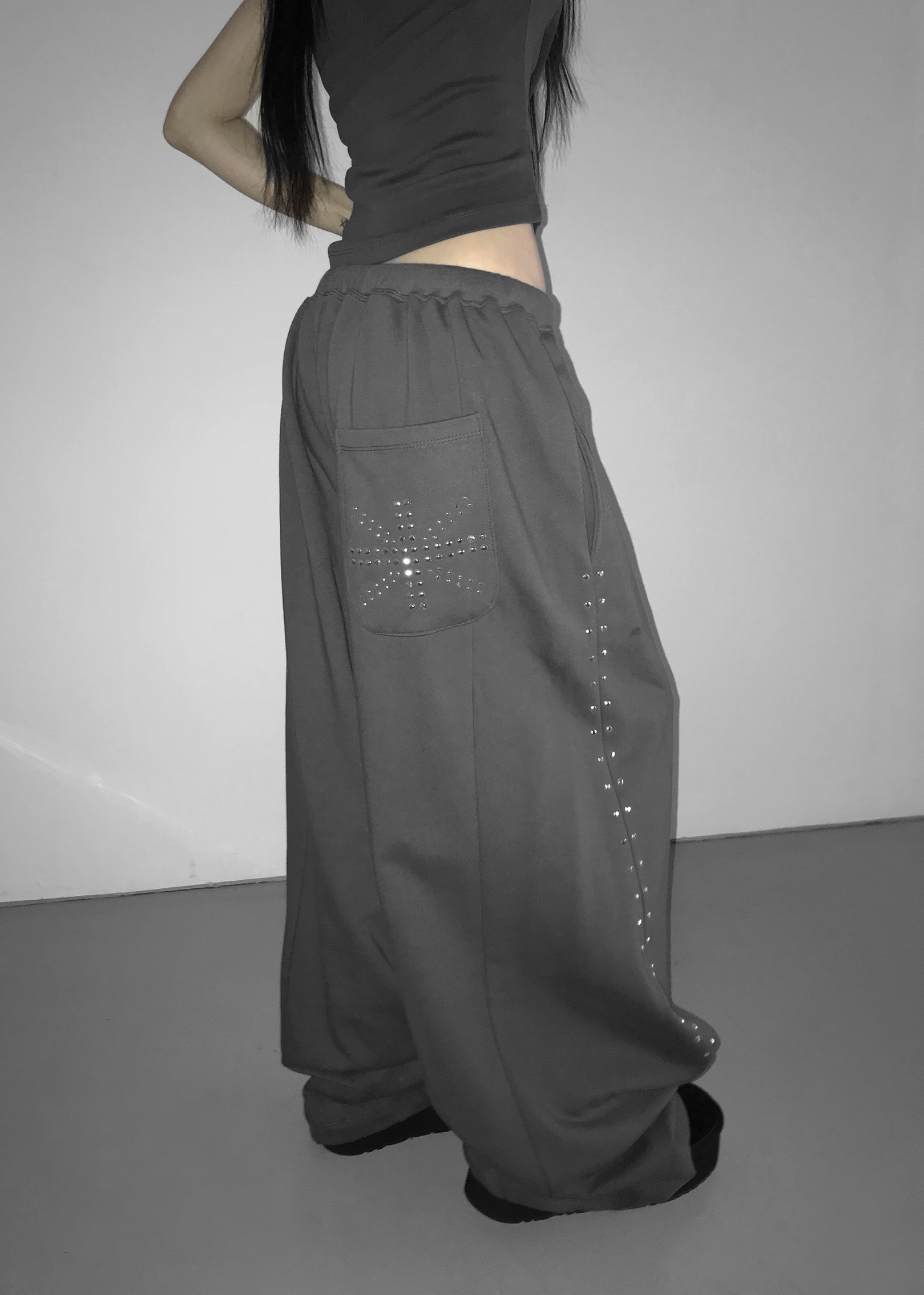 Studded Wide-Leg Sweatpants