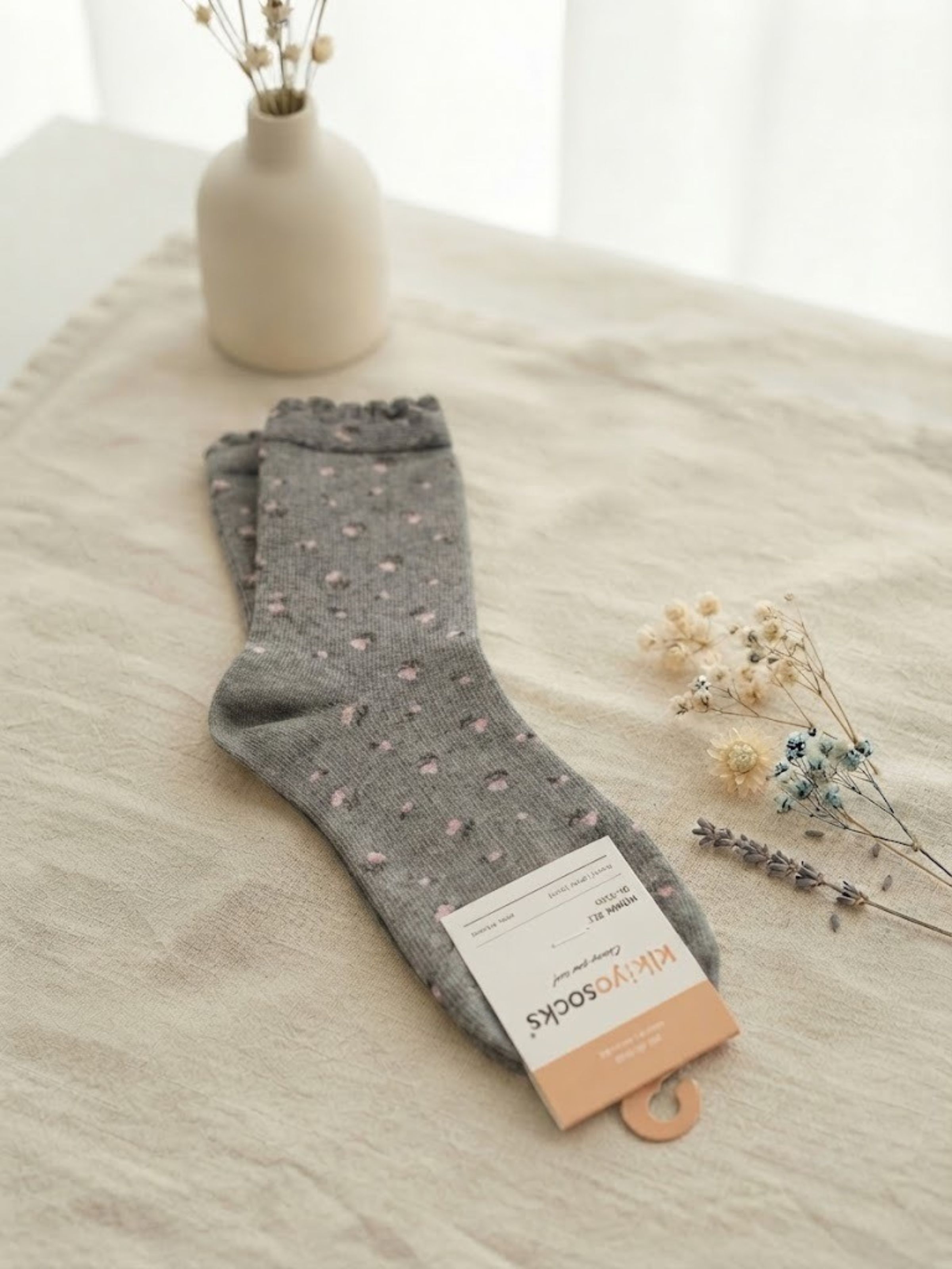 Korean Petite Bloom Women's High Crew Socks