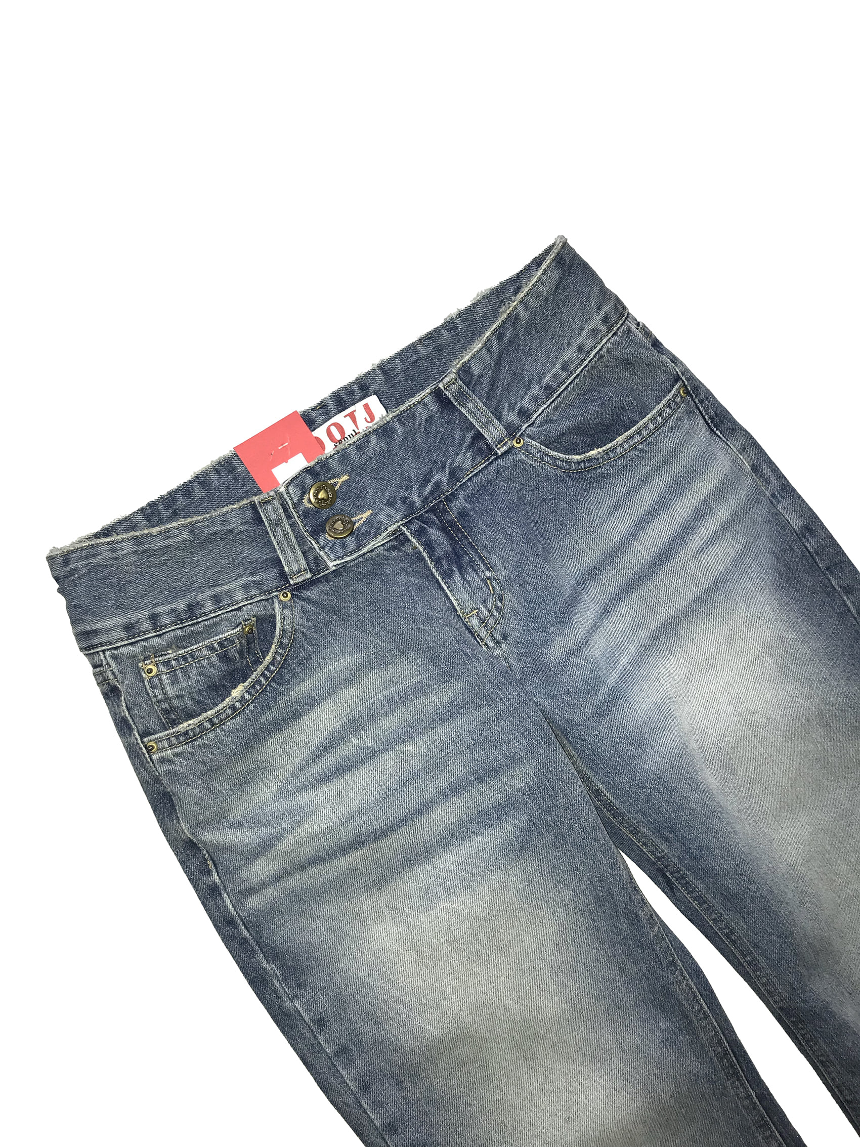Low-Rise Double-Button Flared Jeans