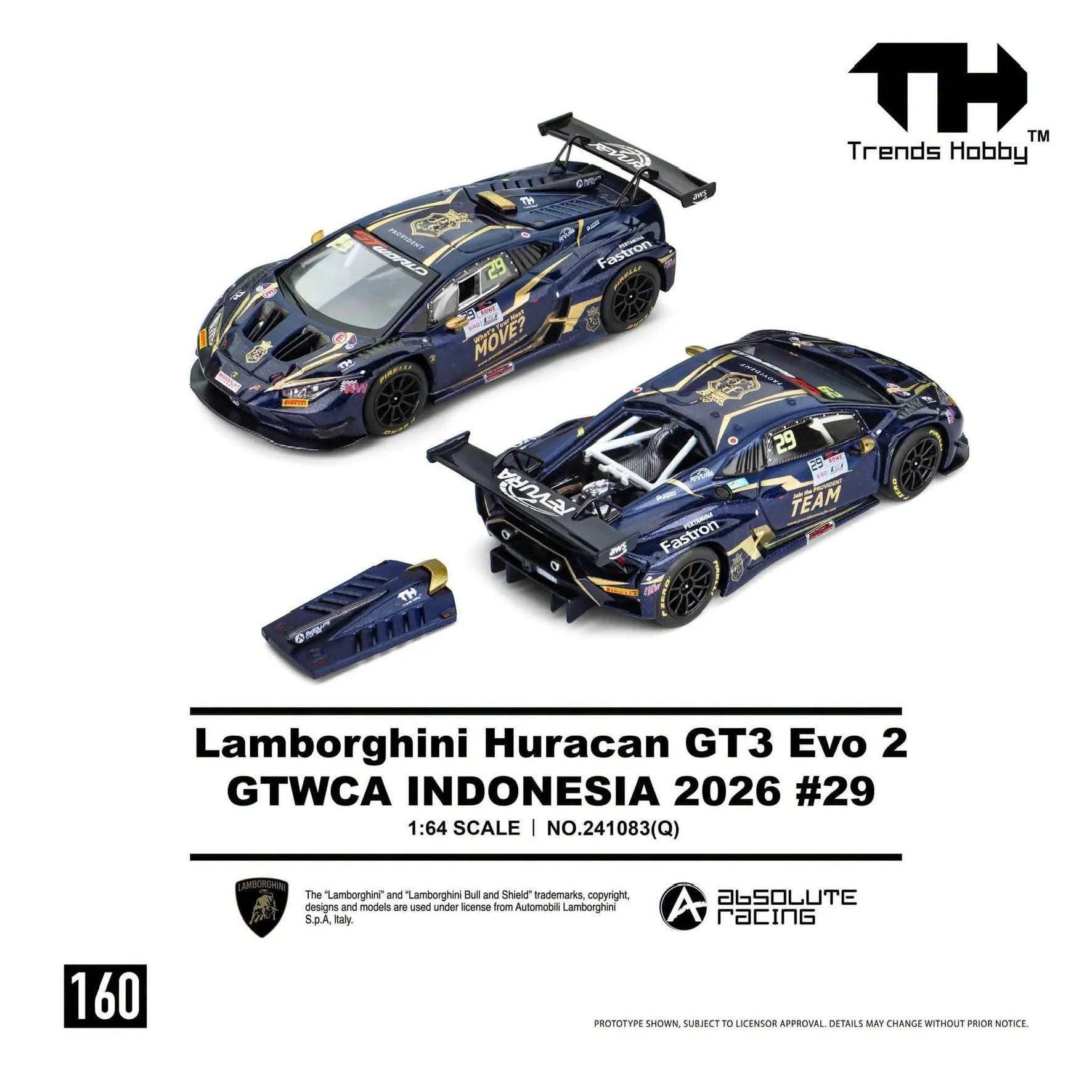 Pre Order - Trends Hobby 160 Lamborghini Huracan GT3 Evo 2 GTWCA Indonisia 2026 #299 TH 
