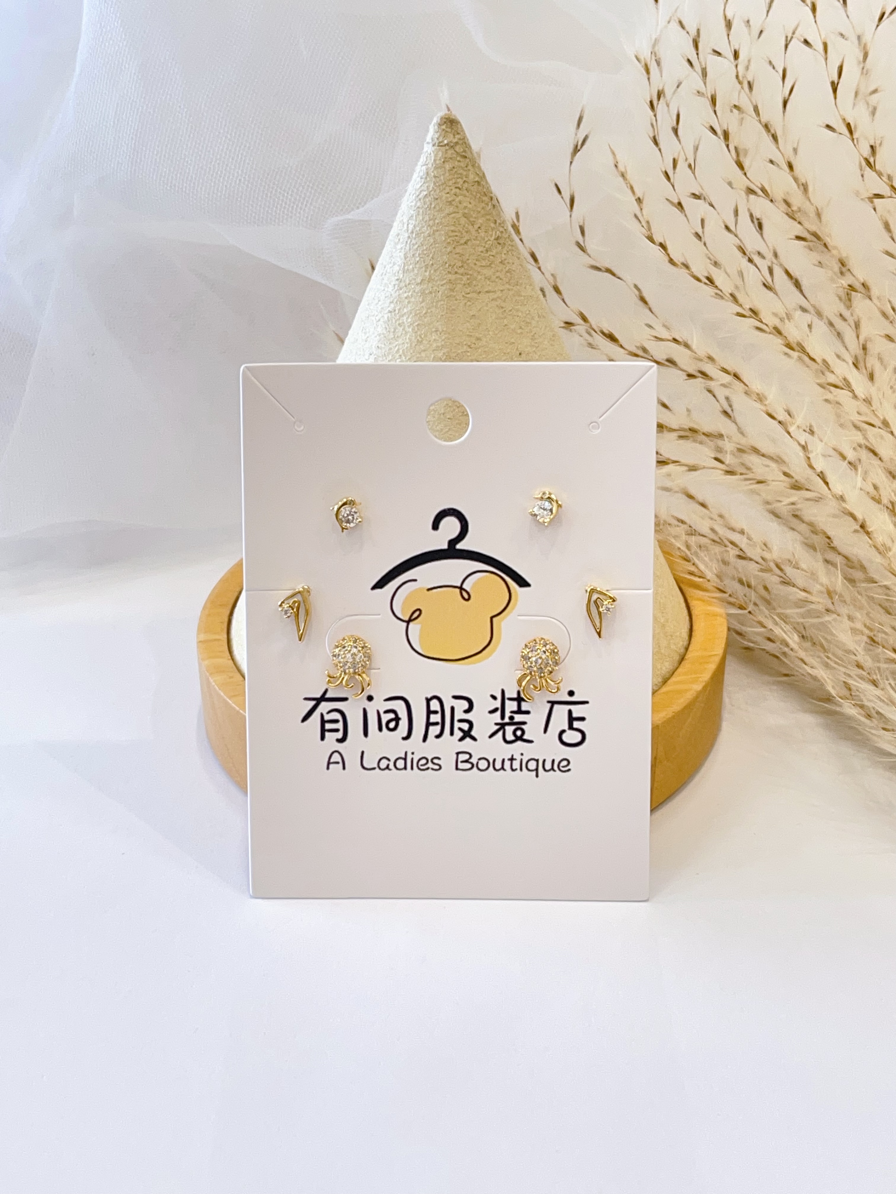 镶钻小八爪鱼耳环套装