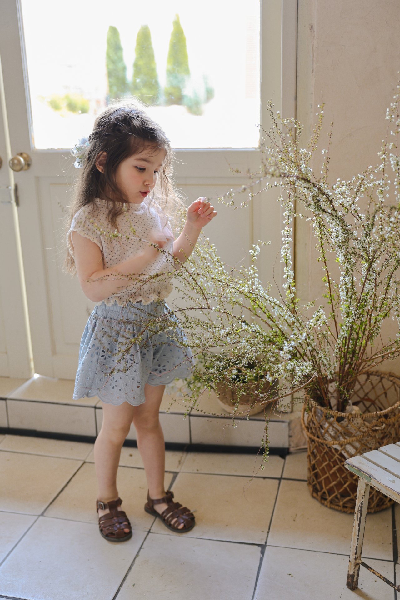 Flo | Lace skirt pants (Blue 110(95-105)