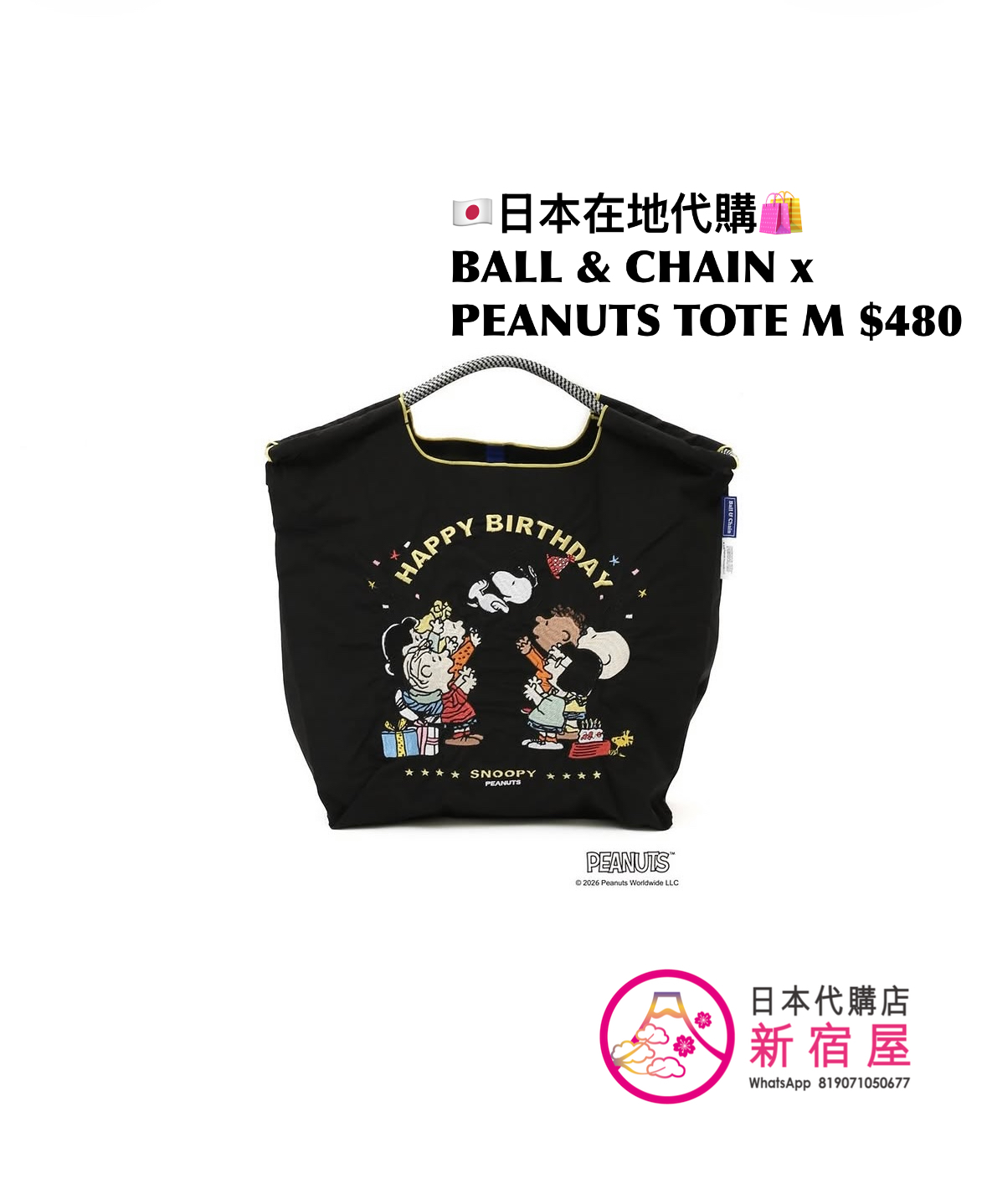 BALL & CHAIN x PEANUTS POUCH/ TOTE M/ TOTE L
