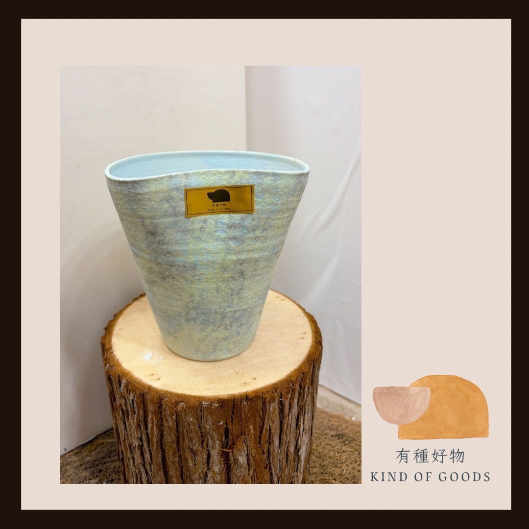 淡藍岩紋陶瓷花盆