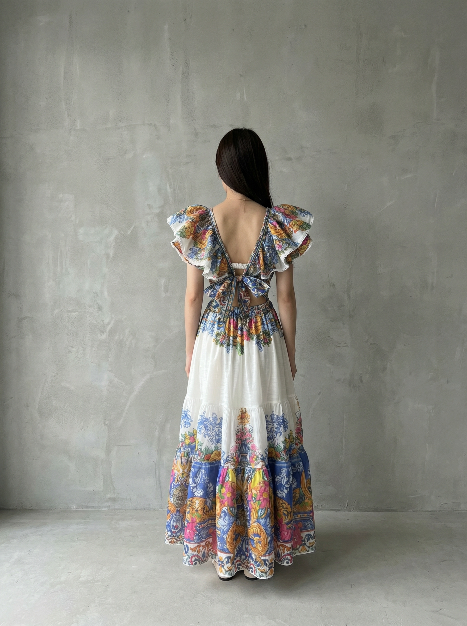 波西米亞風情印花長洋裝