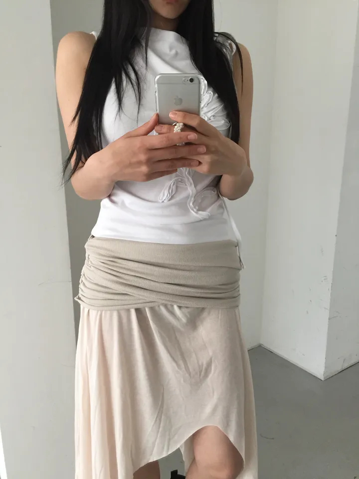 Floral Applique Ruched Tank Top