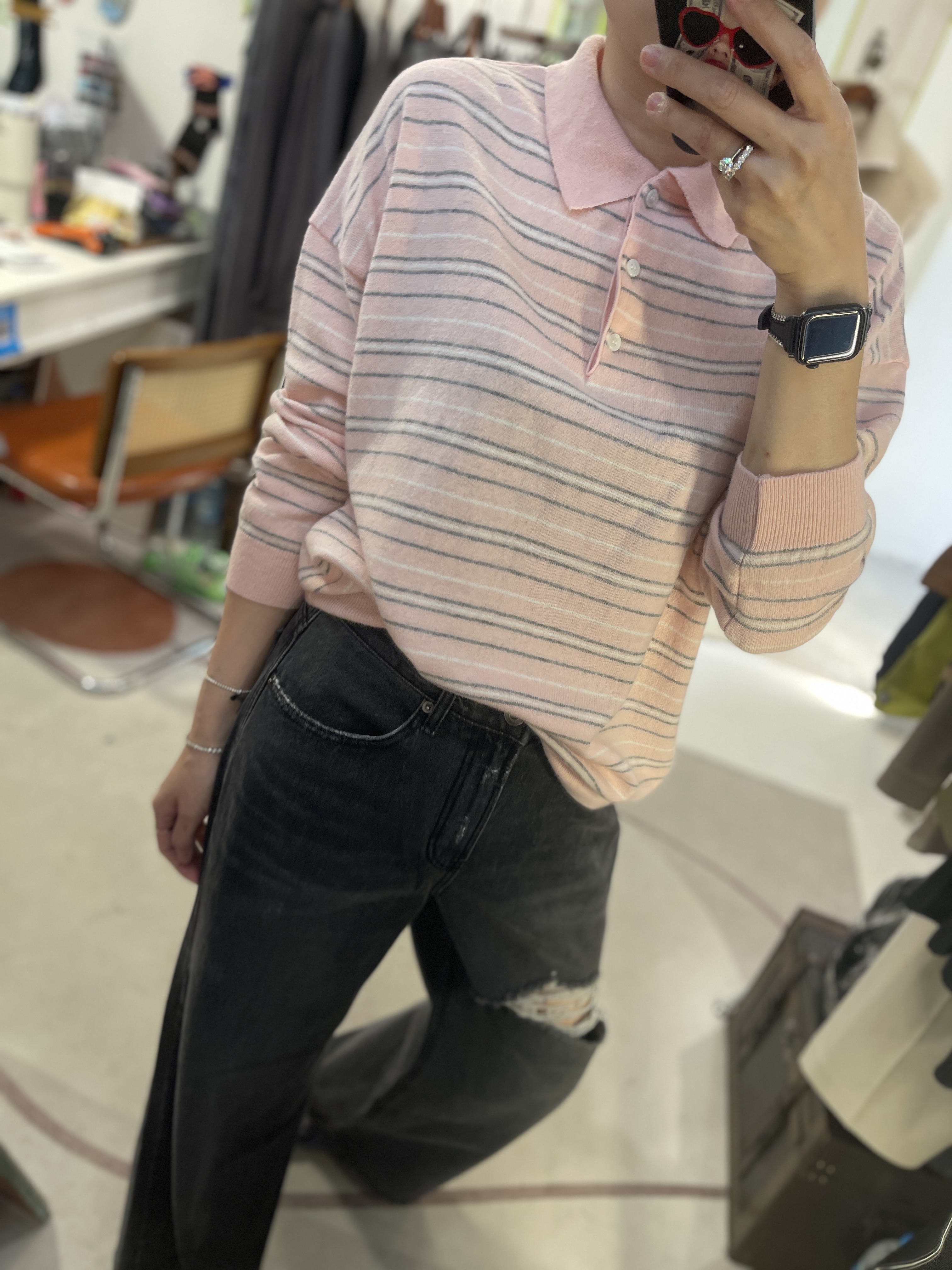 Stripe soft wool sweater