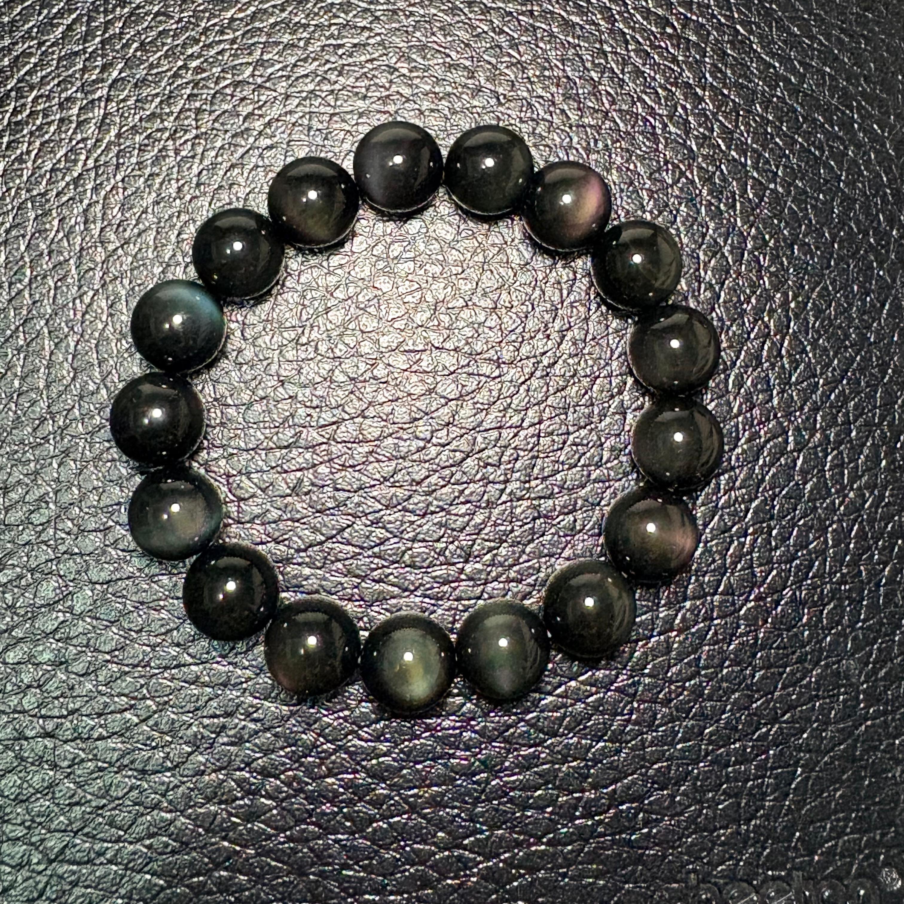 12mm彩虹黑曜石手串 No.4265