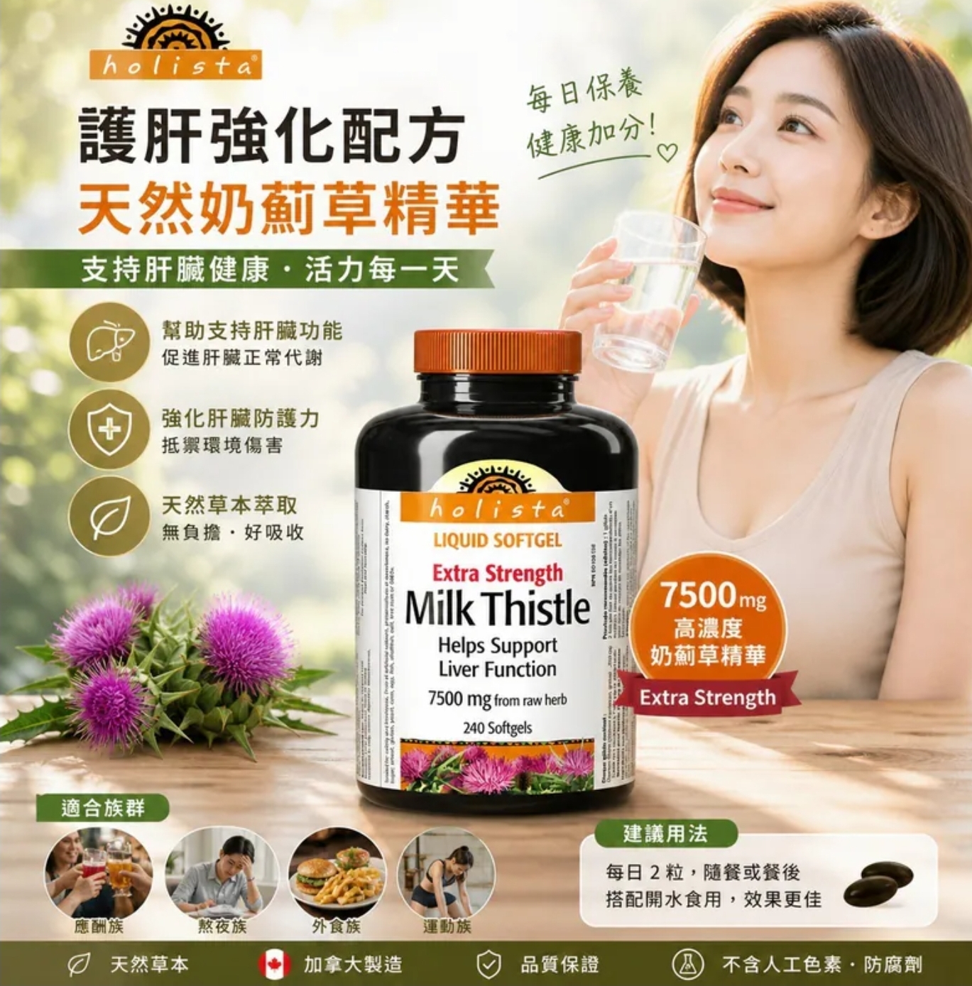 $175樽.2樽或以上:$165樽.Holista 奶薊護肝素 Milk Thistle 240粒