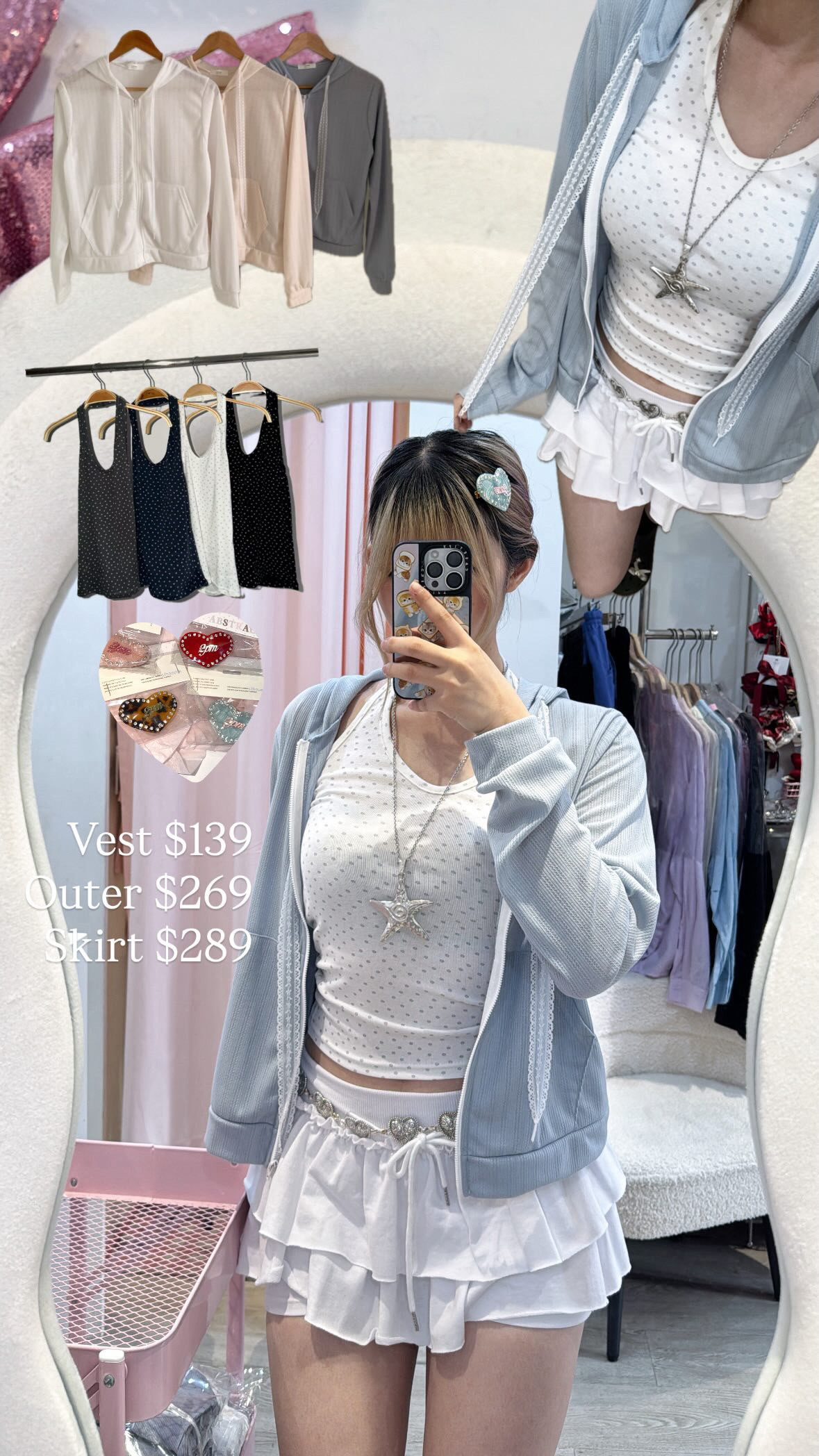 韓國波點掛頸背心