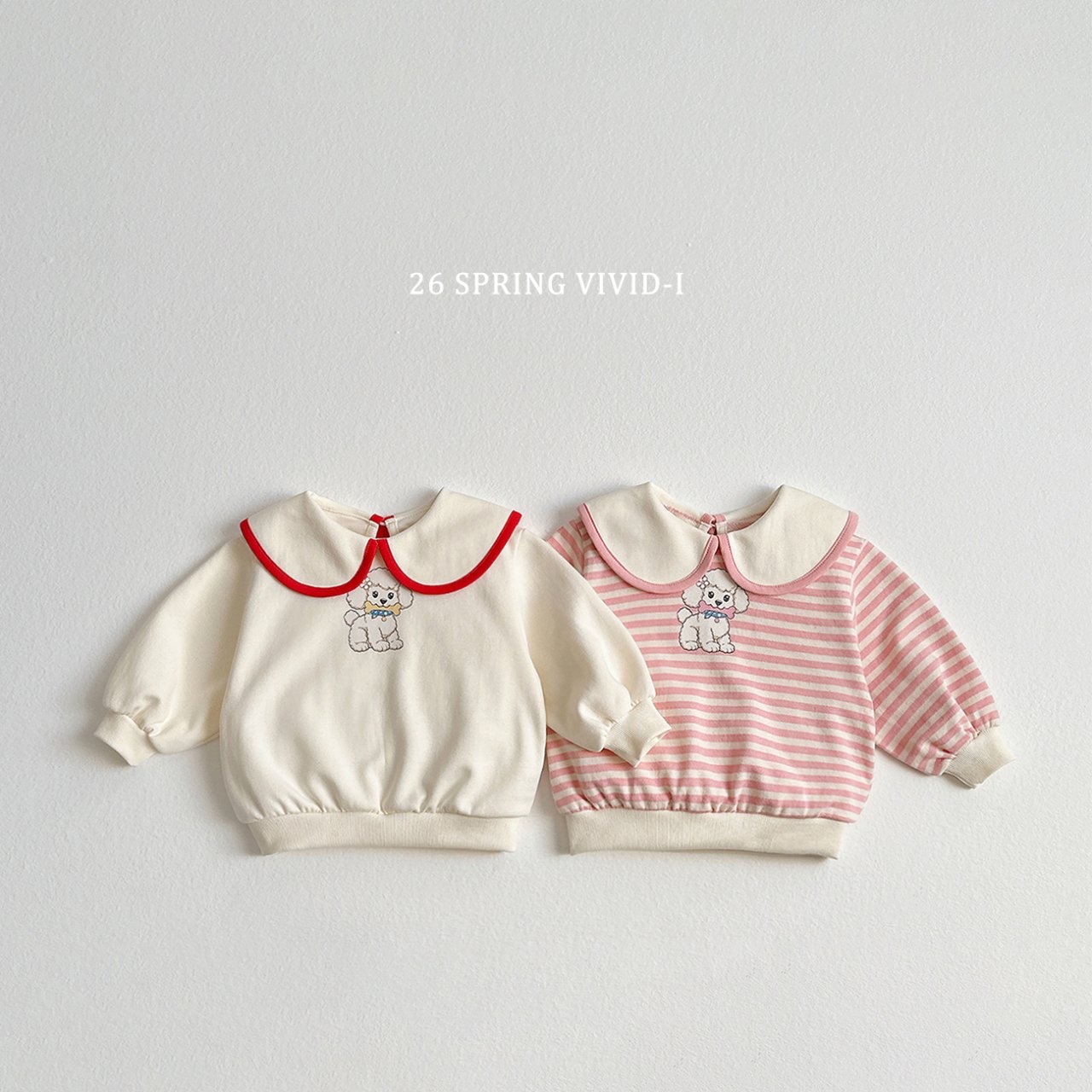 🌸預訂 韓國直送🌸🇰🇷VIVIDI兩色小狗印花翻領寬鬆衛衣