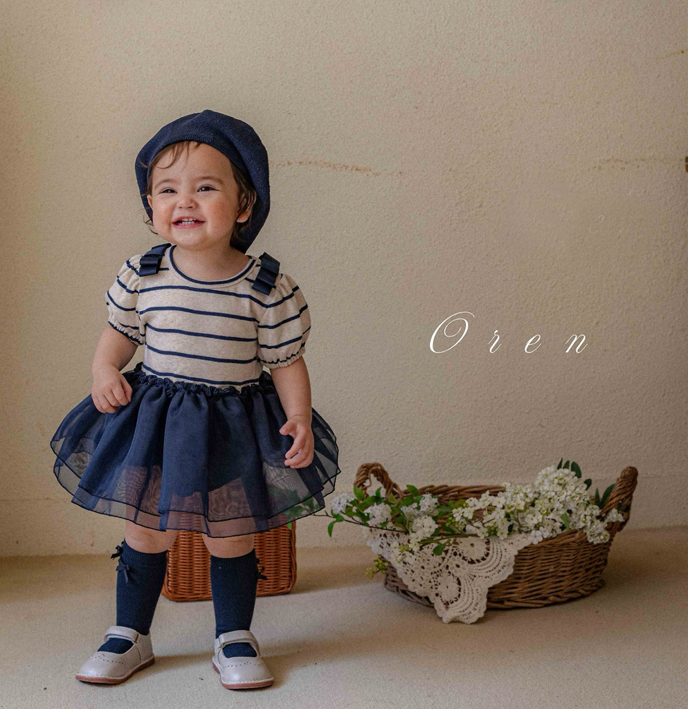 ☀️預訂 韓國直送☀️🇰🇷Oren Claire ST兩色條紋薄紗短袖包屁裙/上下套裝