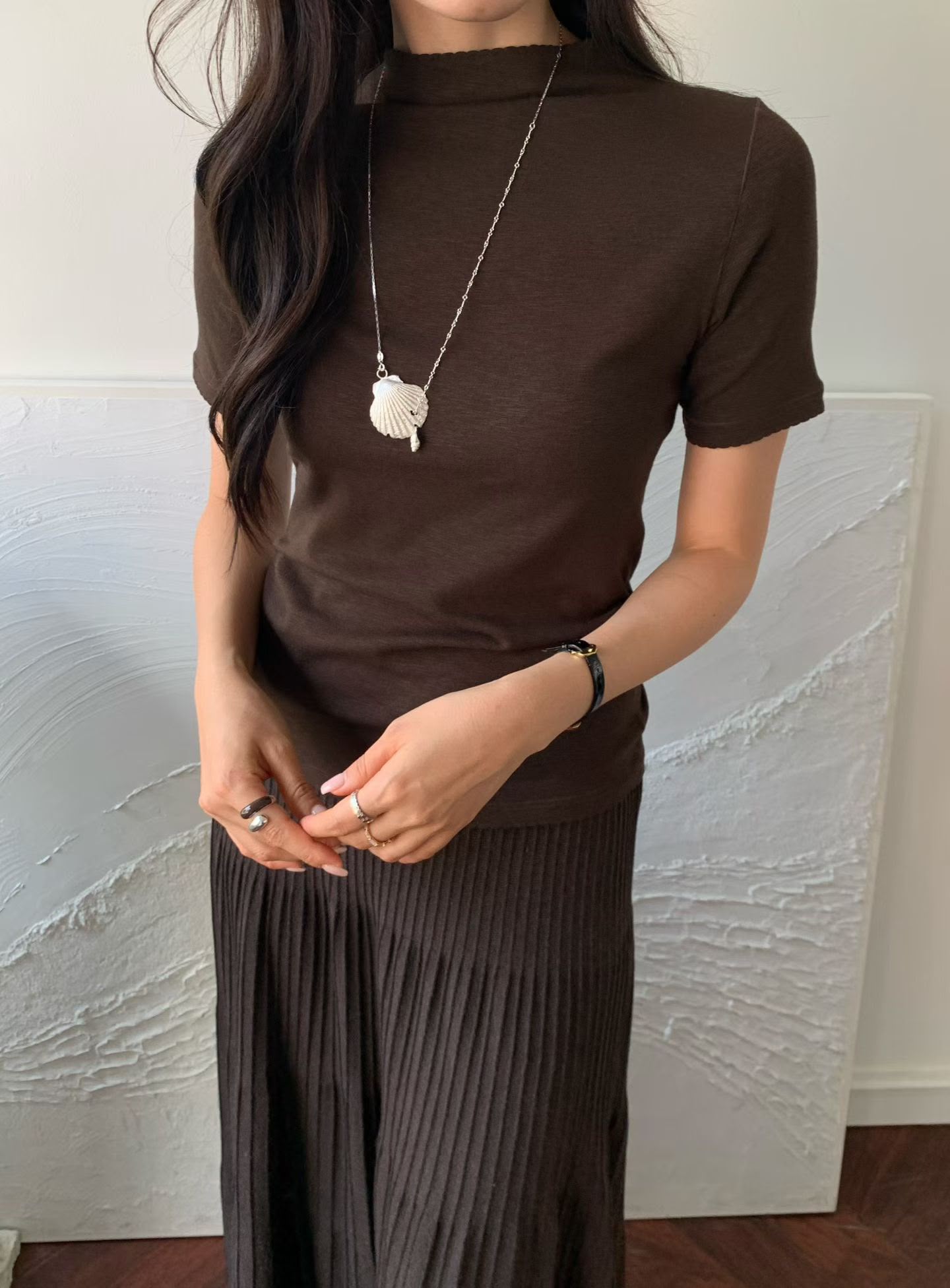 ♥︎老錢風-Scallop-Trim Tee