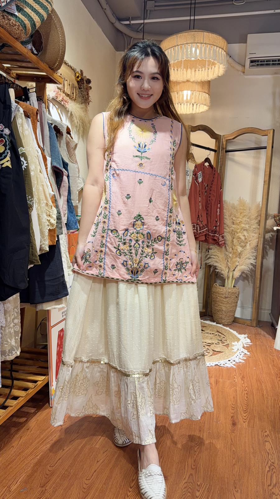 PKT 2645 Sakura Full Garden Emb Long Top