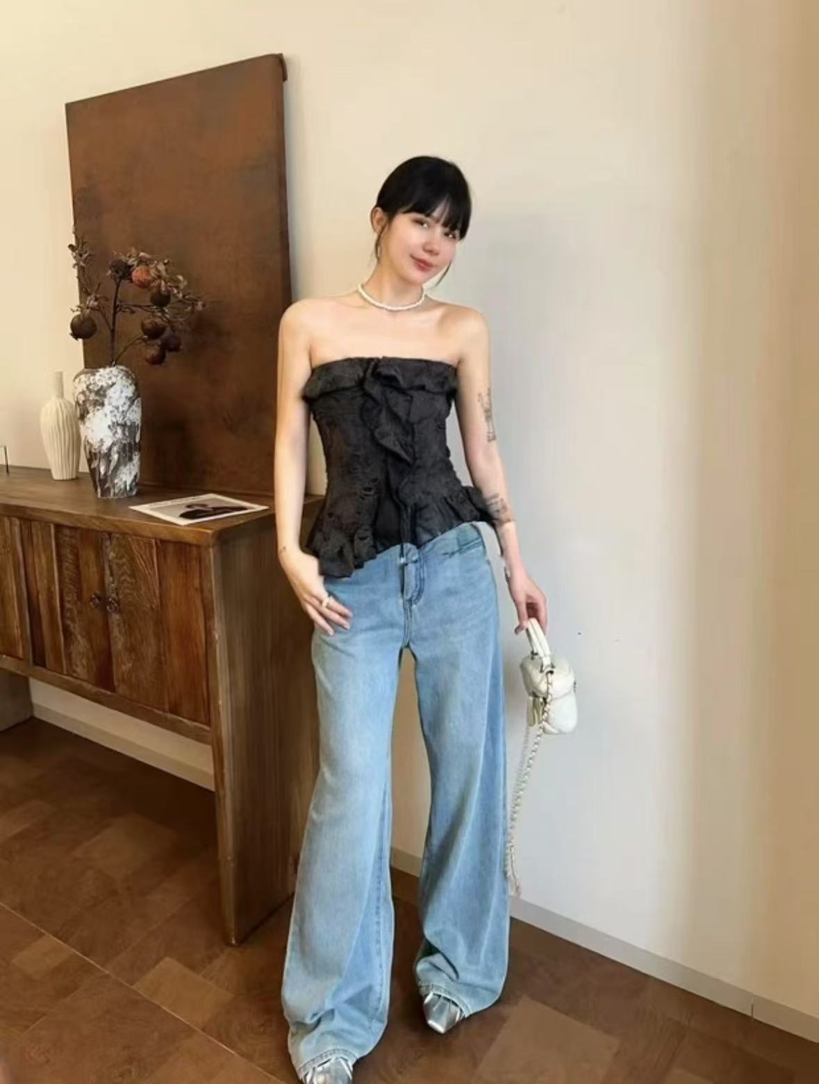 TP374辣妹碎花抹胸