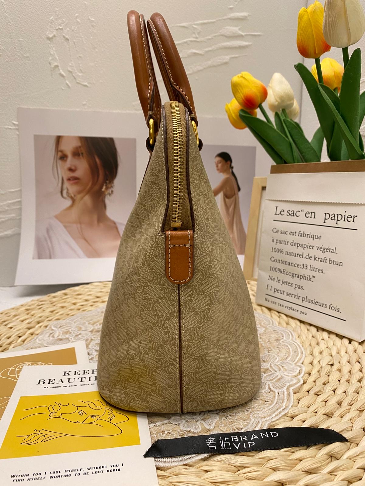 Celine Vintage Macadam Triomphe Dome Bag (米色)