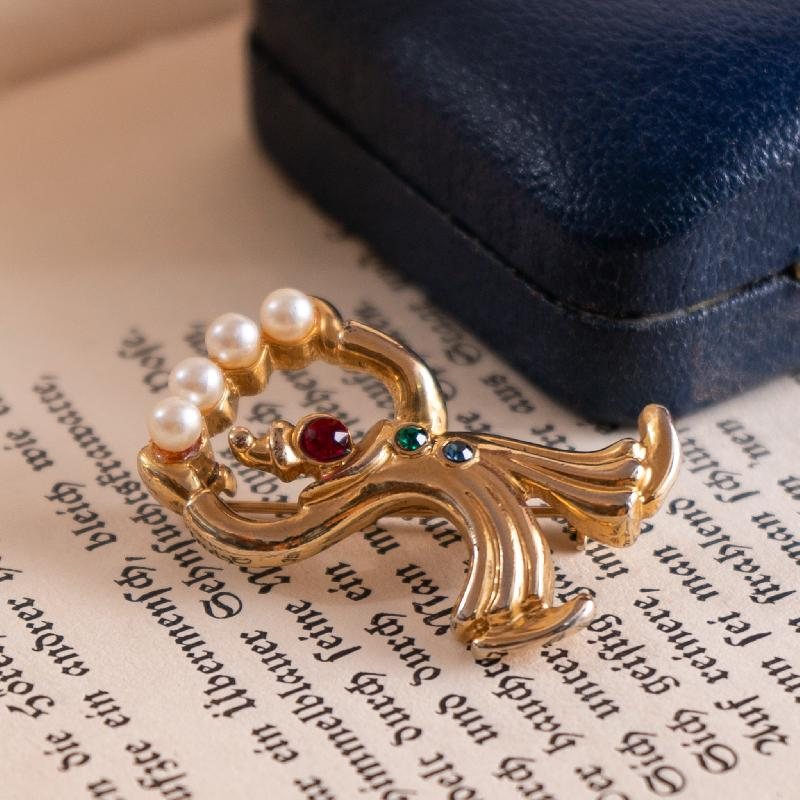 Vintage Bejeweled Circus Crown Figural Brooch (MW197)