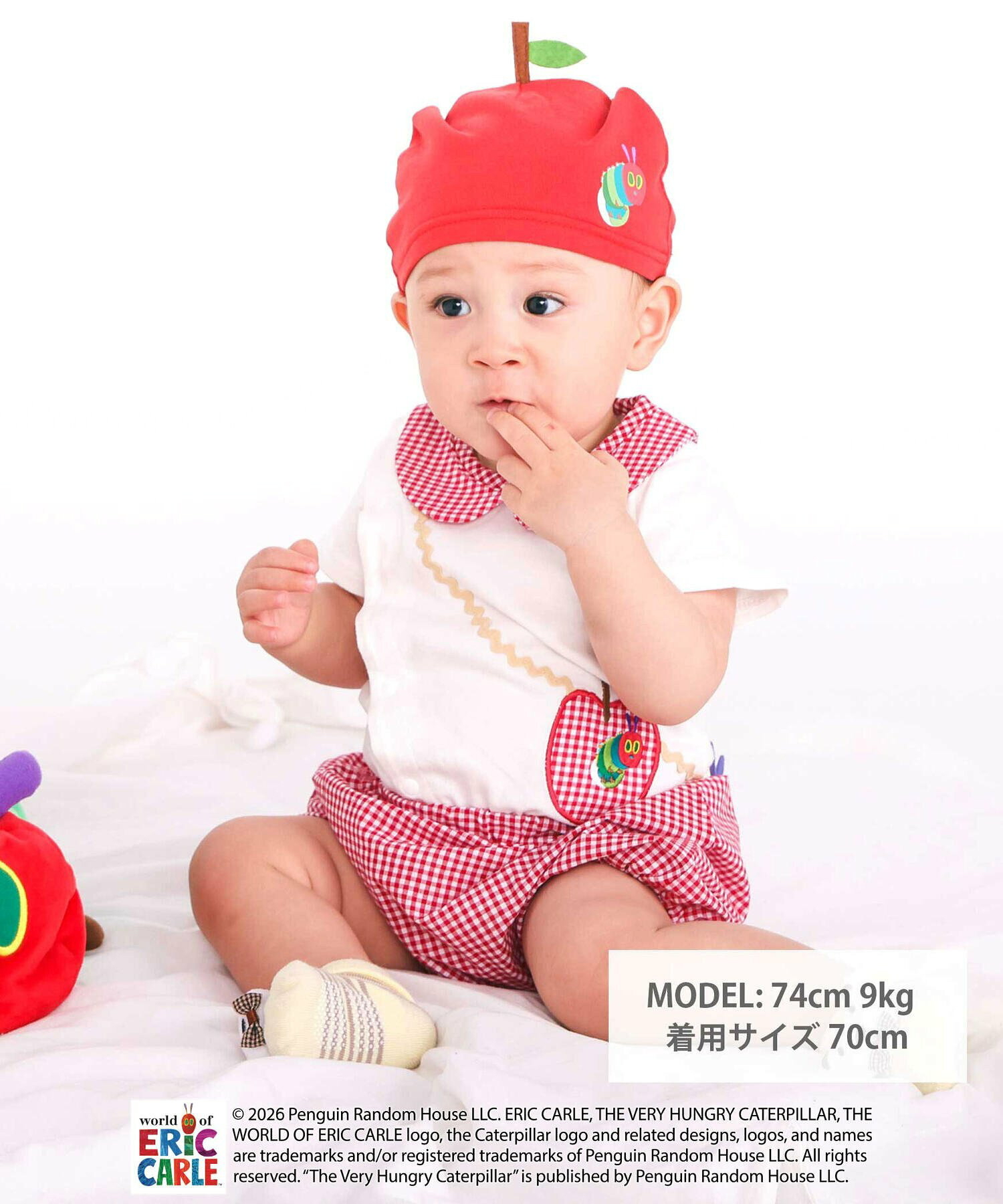 🇯🇵預訂 日本直送🇯🇵兩色好餓的毛毛蟲格紋條紋翻領短袖包屁衣