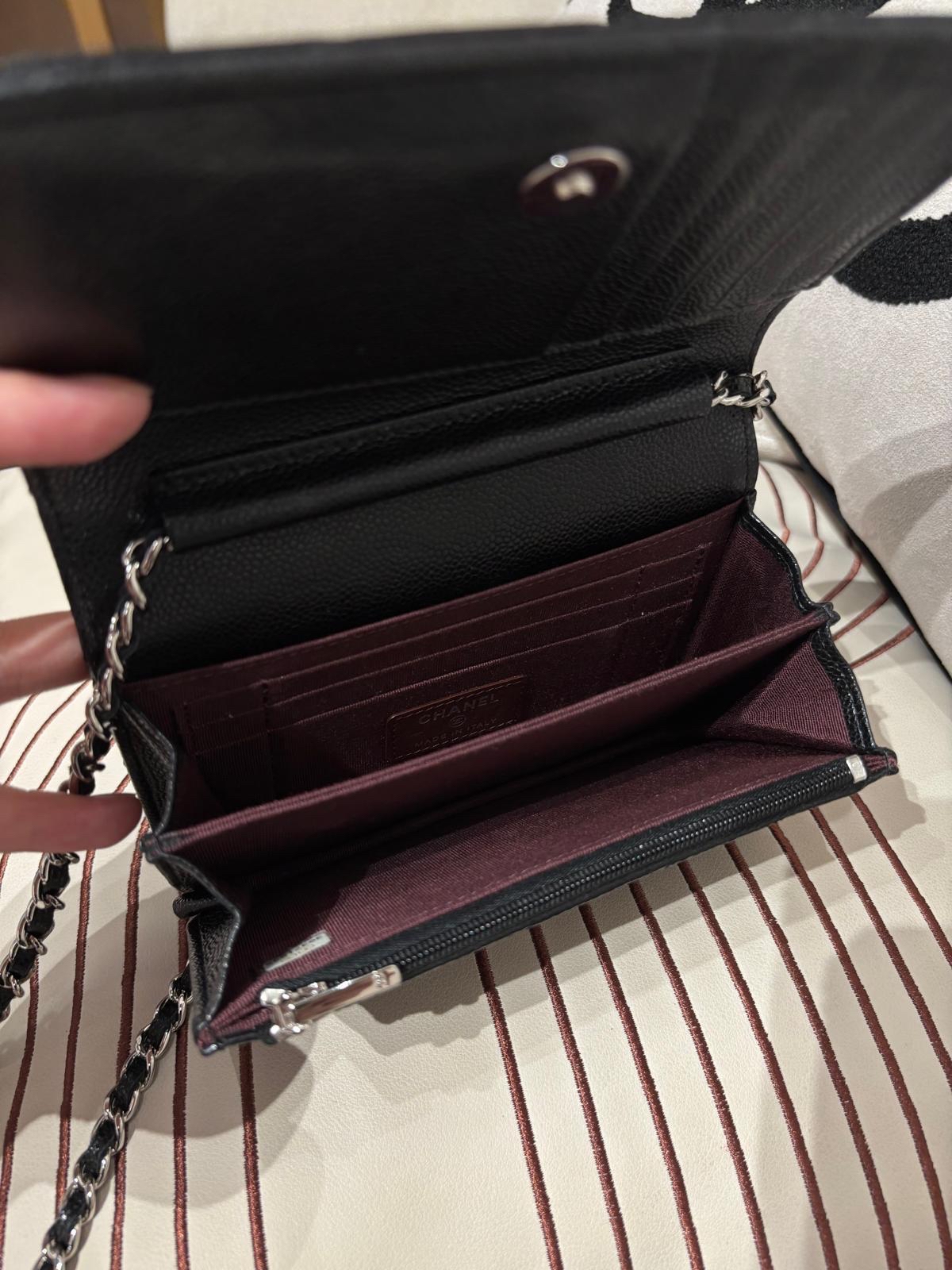 Chanel wallet on chain mini woc 黑色荔枝牛皮 100%Authentic ,95%new ✅card  ✅Box