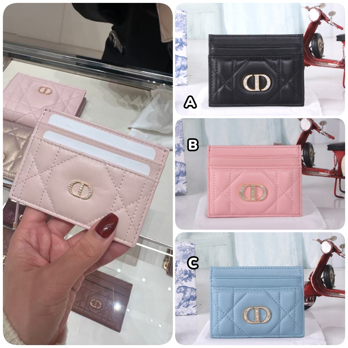 【原單】Dior Caro Freesia 鑲鑽卡包