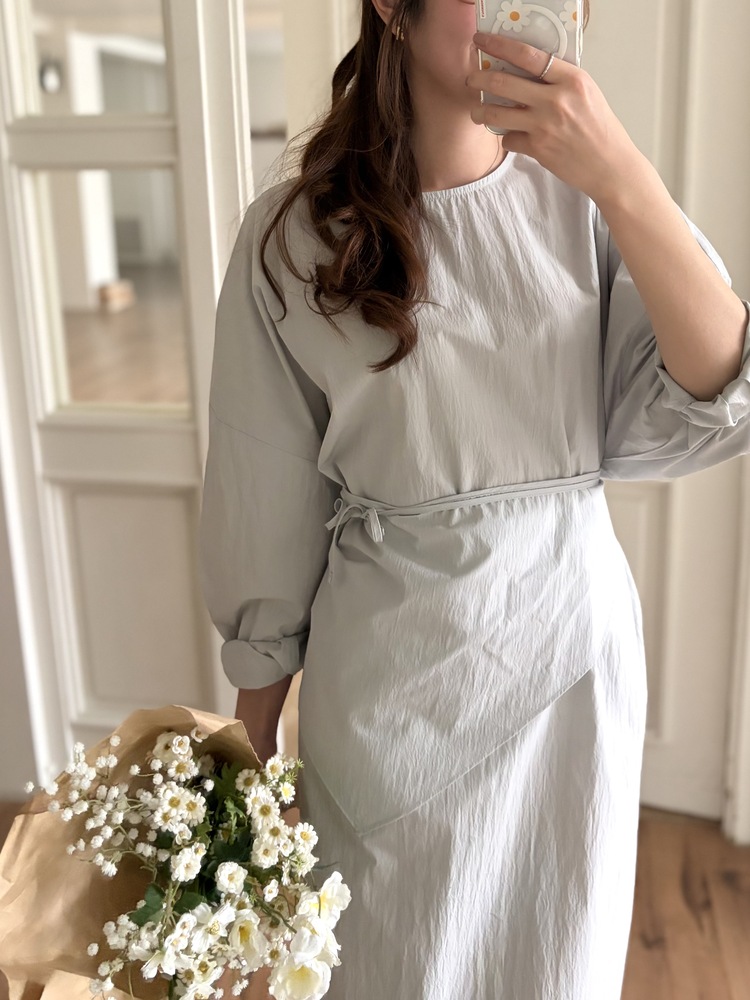 Wrap-Accent Dress (Misty Blue)