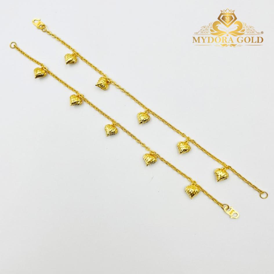 MYDORA Rantai Tangan Mini Sauh Matahari Gantung 5 Love Pahat | EMAS 916/22k