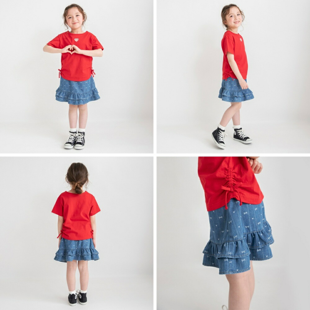 🆕【⭐訂購⭐】🌀 🇯🇵 日本直送🇯🇵 緞帶圖案 雙層荷葉邊下擺 提花牛仔裙［2款選］🌀 [ELDA-0239][260526]