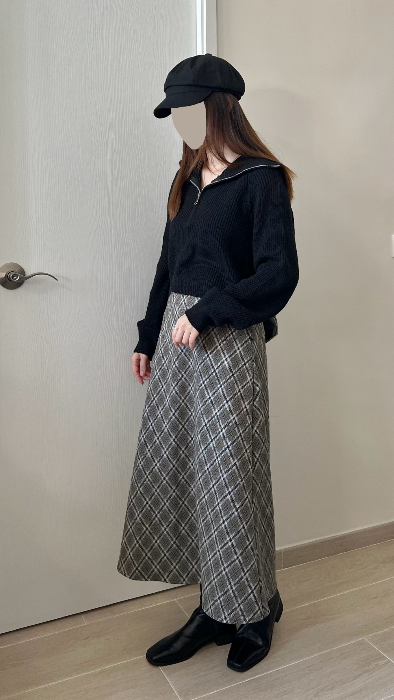 高質秋冬菱形格紋長裙 現貨
