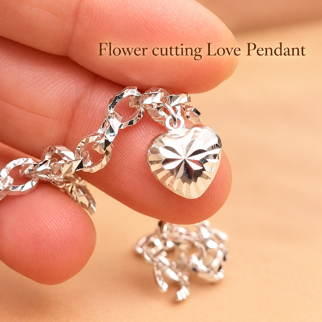 LB2020 Double C pendant & Diamond Cut Link Chain Bracelet