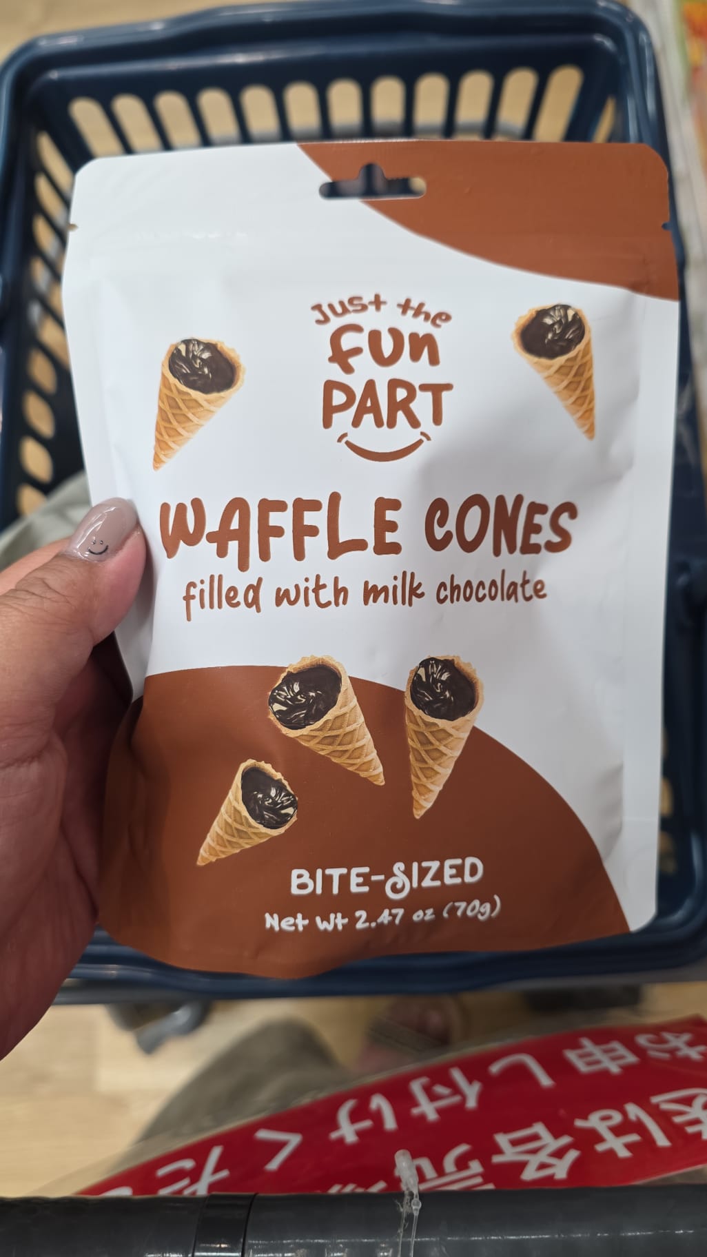 waffle cones filled with milk chocolate