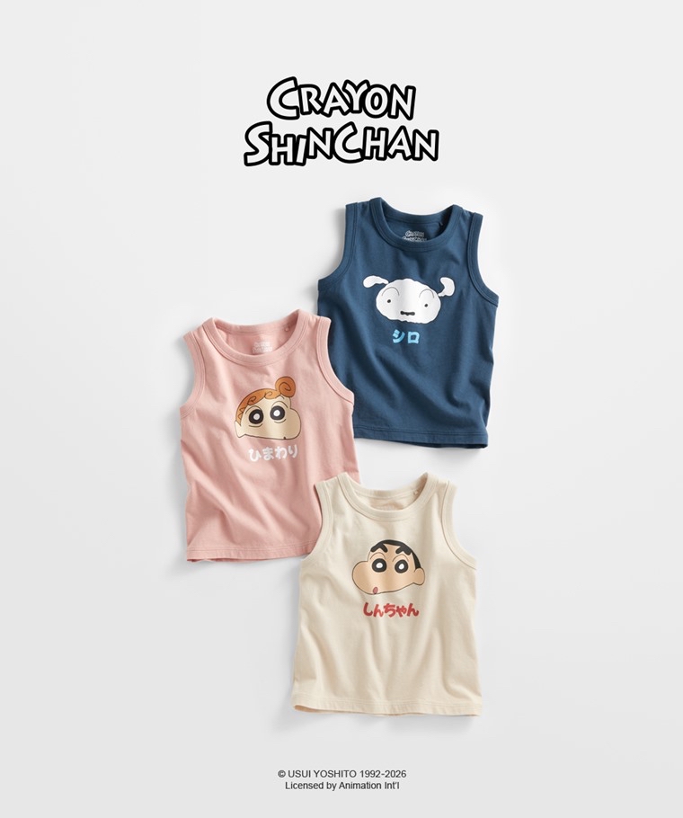 💚預訂 台灣直送💚蠟筆小新三色人物印花純棉背心