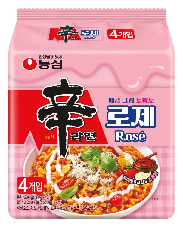 農心韓式玫瑰蕃茄醬辛辣麵 (4包裝) | 134g x4's | Nong Shim Shin Ramyun Rosé Big Bowl