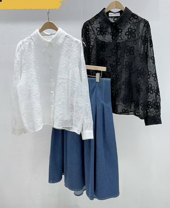 新款通花透紗恤