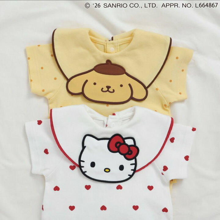 🇯🇵預訂 日本直送🇯🇵Apres les cours x Sanrio系列兩色愛心波點人物圍兜短袖包屁衣