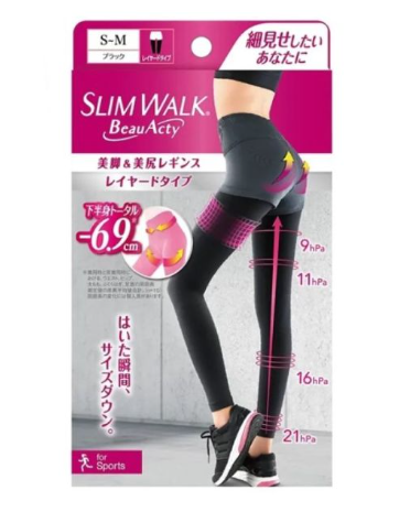 PH738(S-M)Slimwalk美腿運動壓力褲黑色