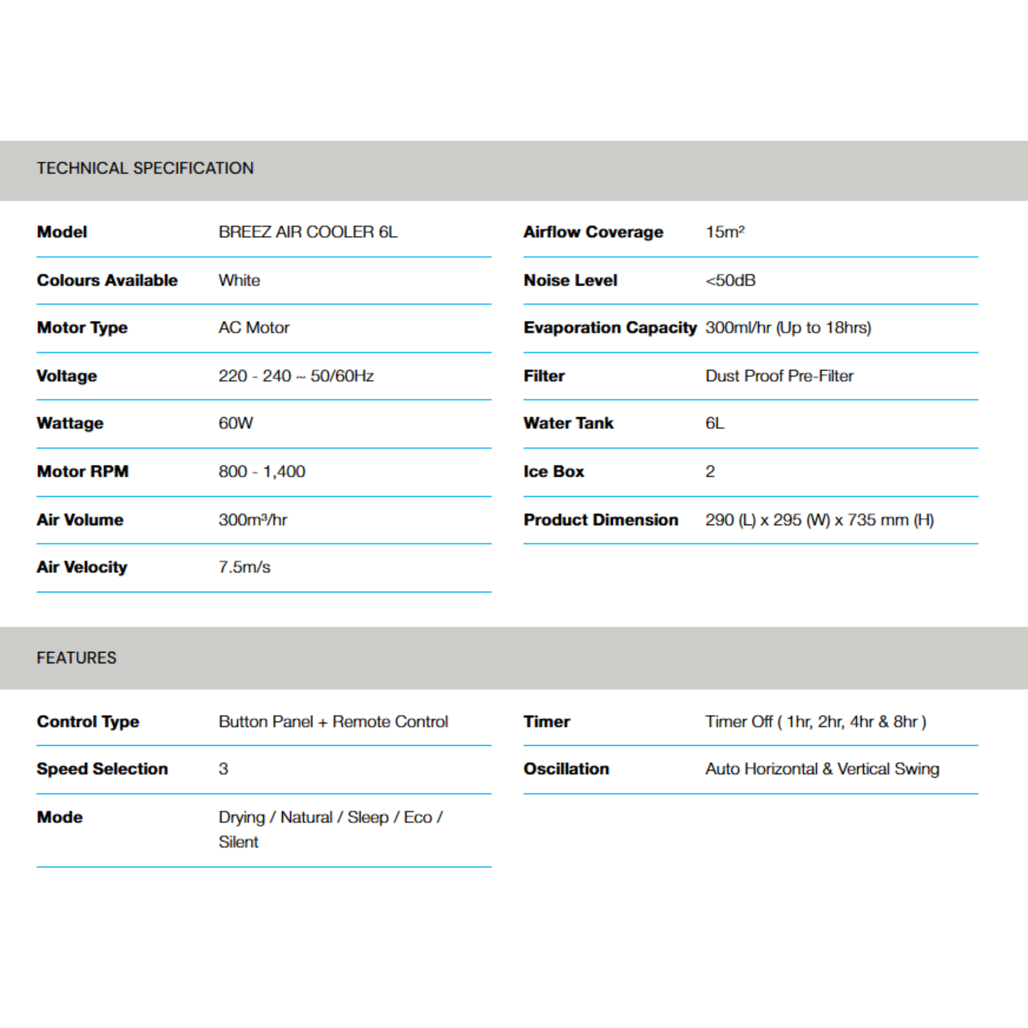Alpha 6L Breez Portable Air Cooler (Breez)
