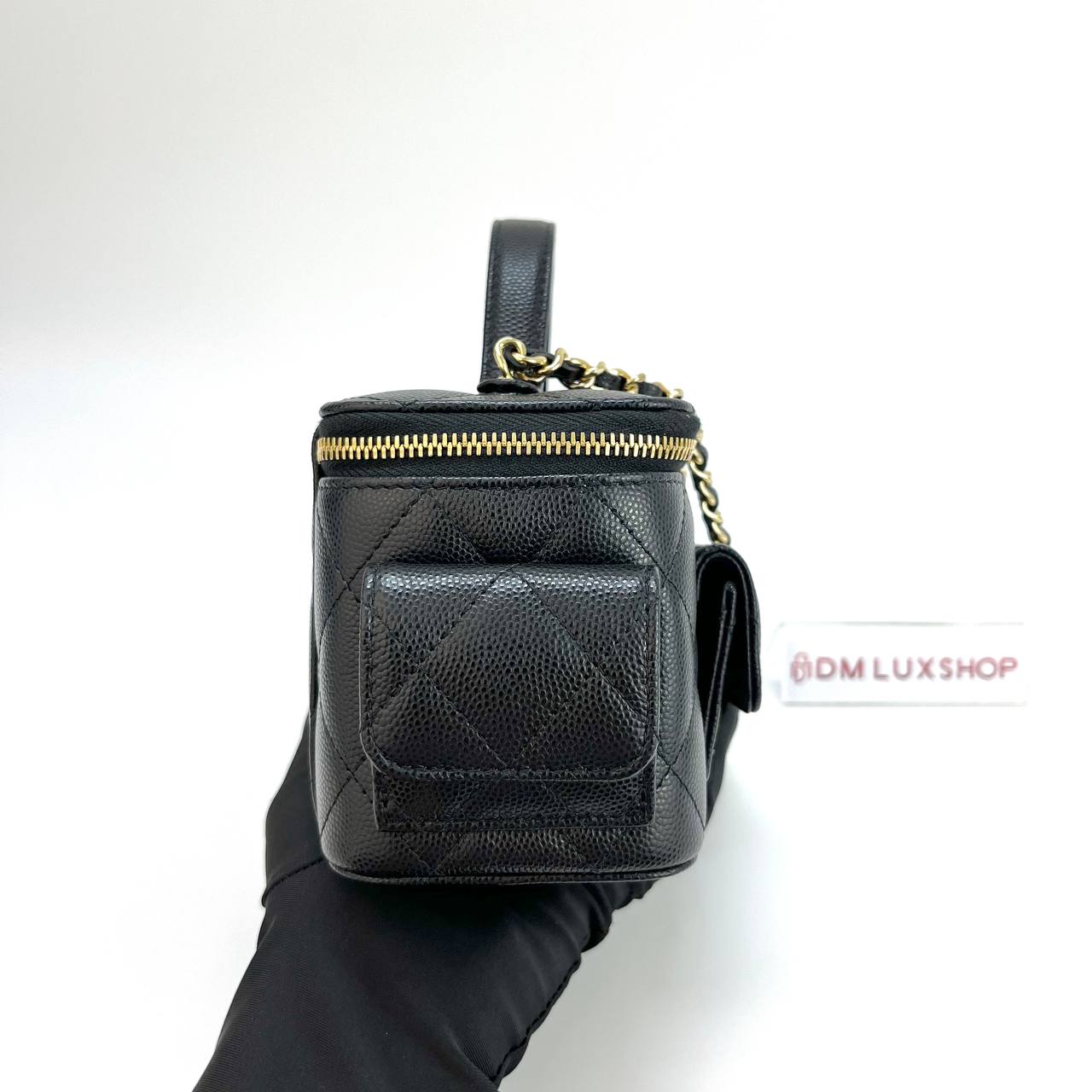Chanel 25P Black Caviar Vanity Case GHW (Microchip)