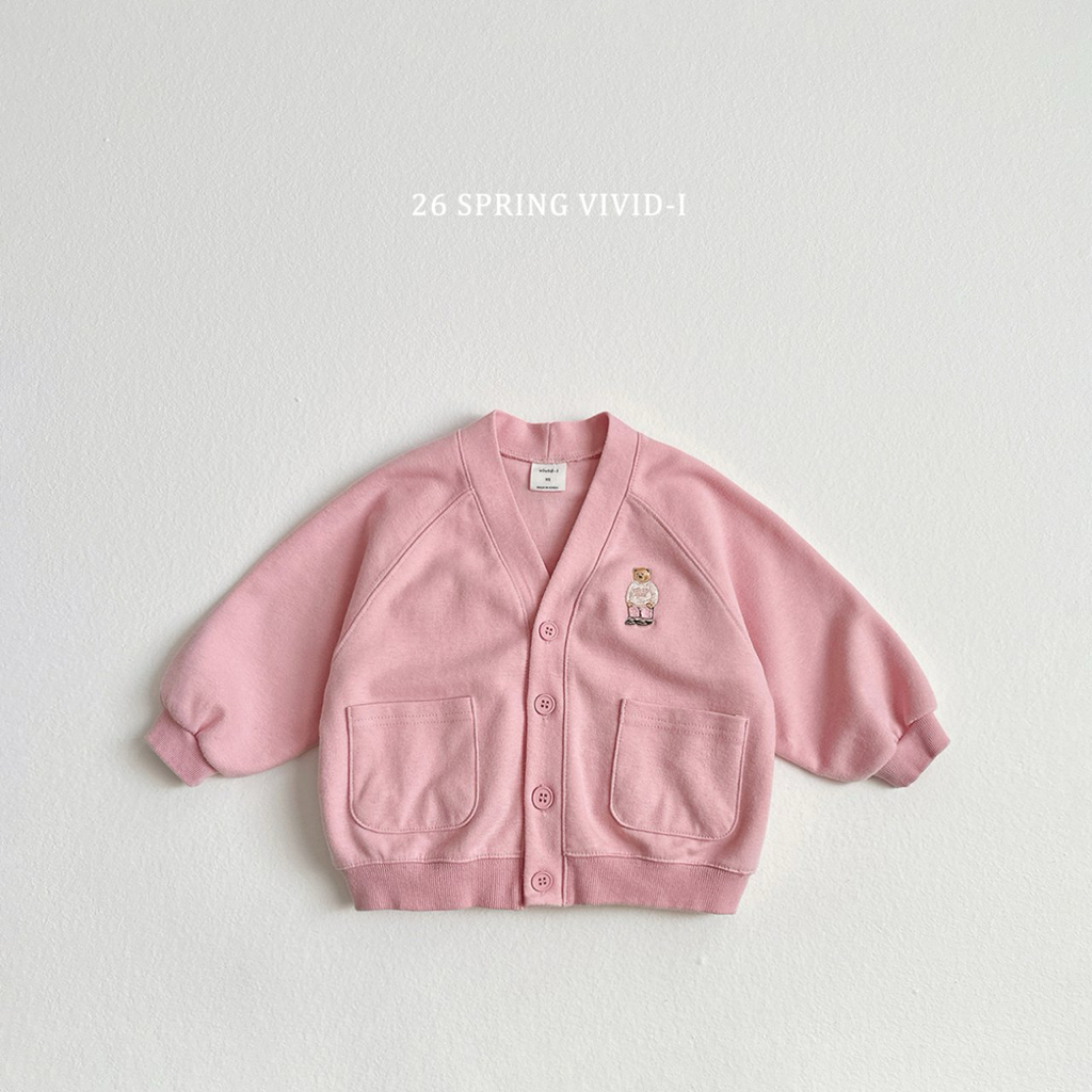 🌸預訂 韓國直送🌸🇰🇷VIVIDI四色標誌性小熊刺繡口袋開襟外套