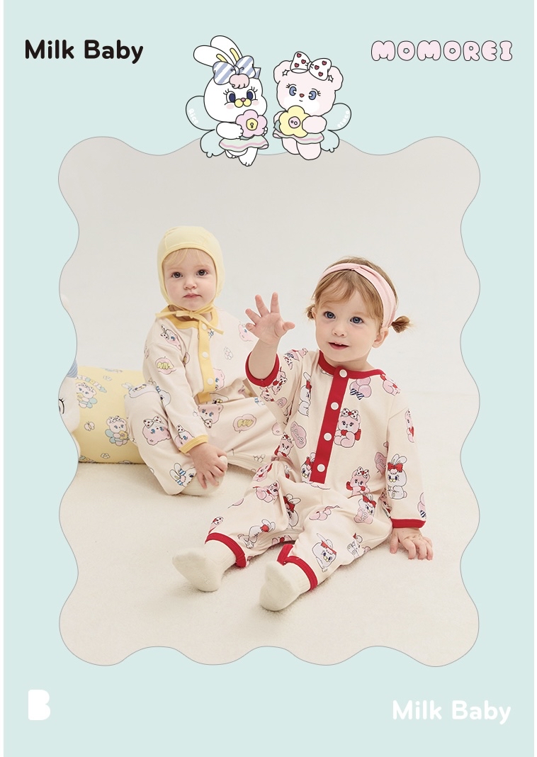 🌸預訂 韓國直送🌸🇰🇷Milk Baby x MOMOREI兩色人物印花寬鬆長袖連身服