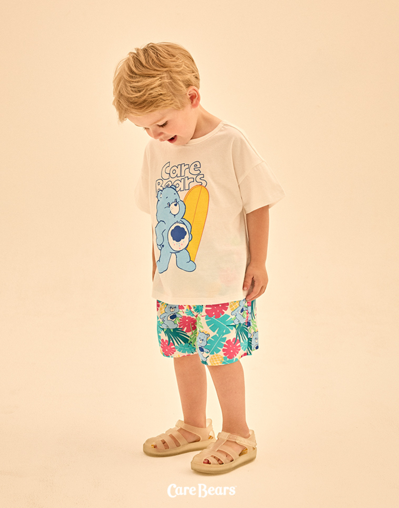 ☀️預訂 韓國直送☀️🇰🇷正版Care Bears沖浪暴躁小熊印花短袖上下套裝