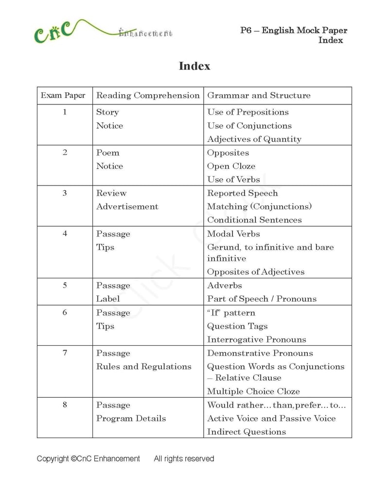 模擬試卷 (六年級)