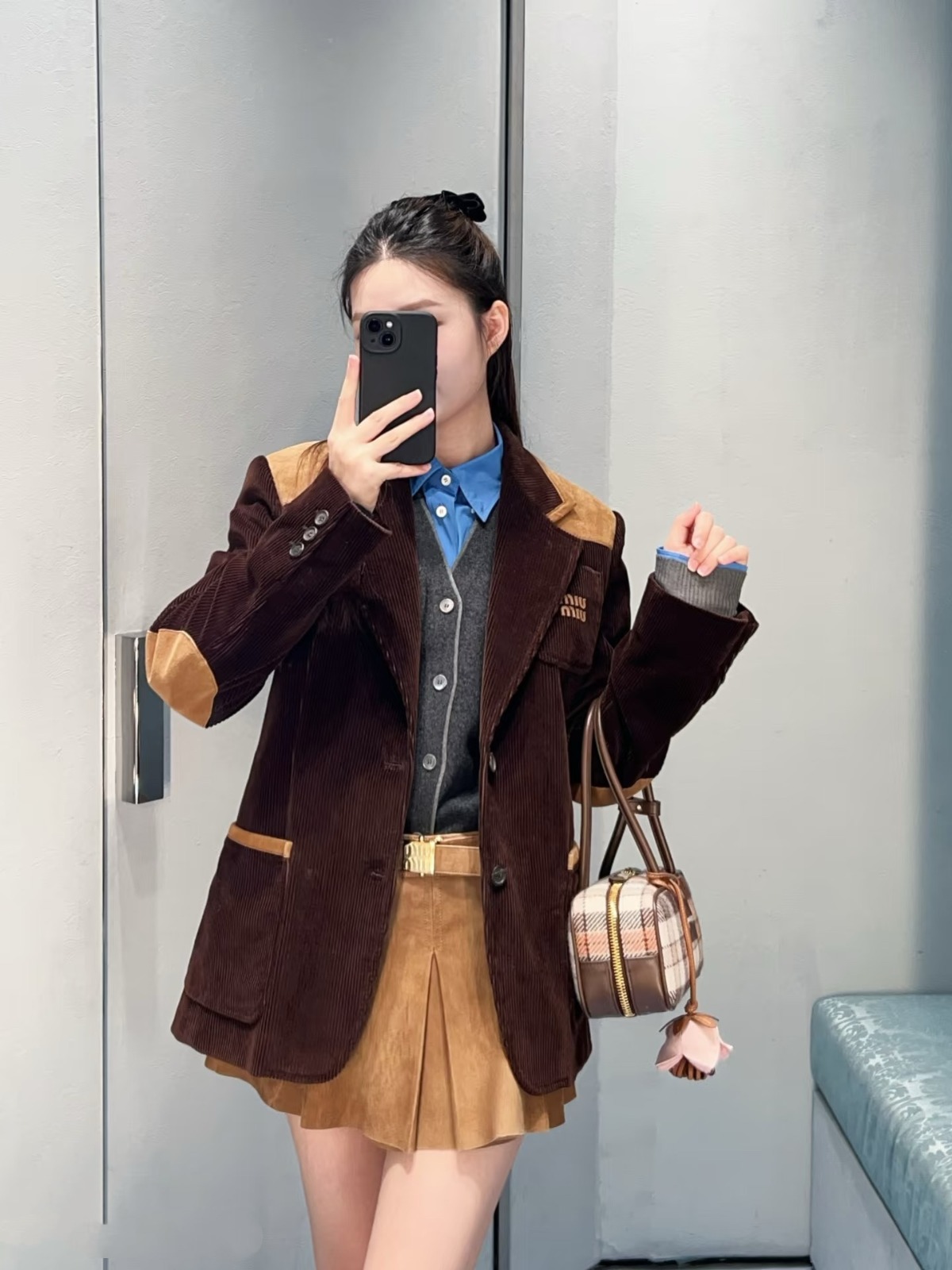 【頂級原單】Miu Miu 單排扣燈芯絨西裝外套