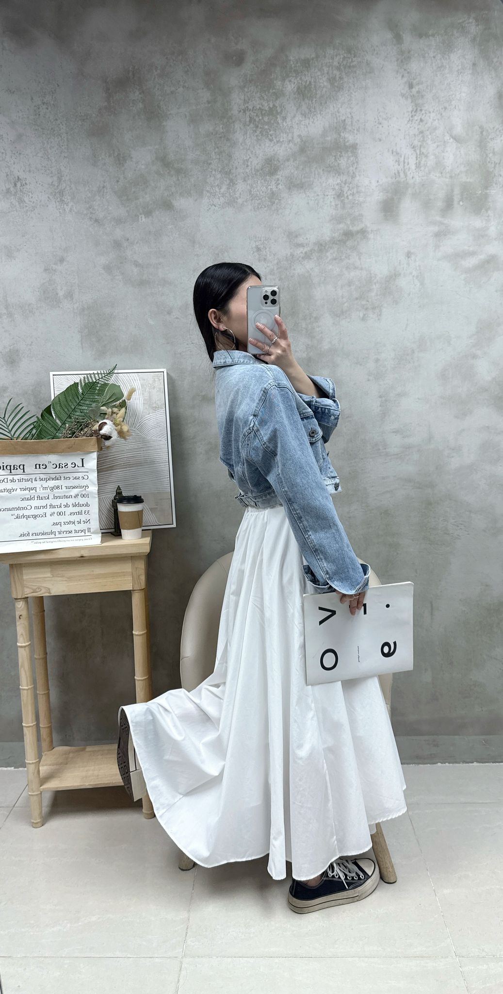 B01 後扣漸變色洗水牛仔外套