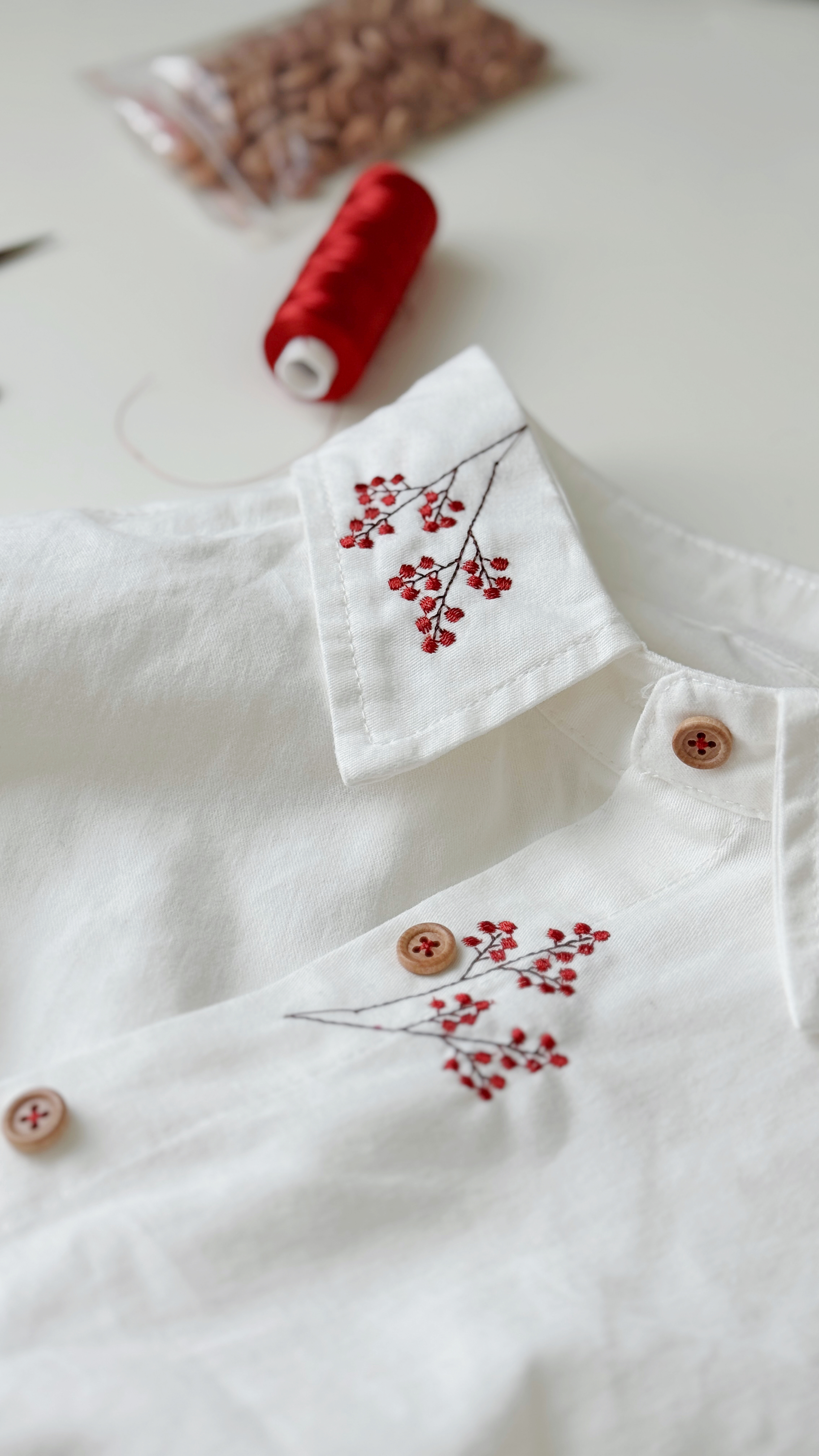 【自制限定款】 新意在枝·刺绣款白衬衫 (预购） 