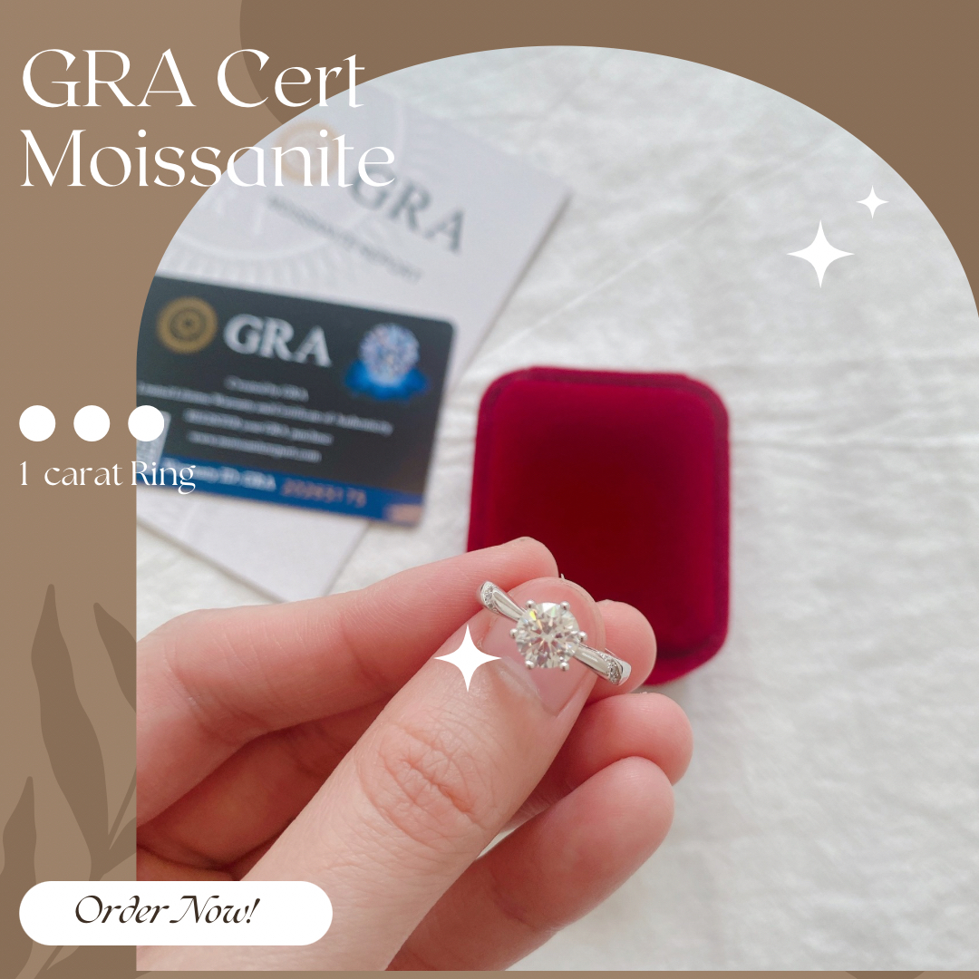 Moissanite Collection 1 carat Ring 001 【FREE size: Adjustable Ring】