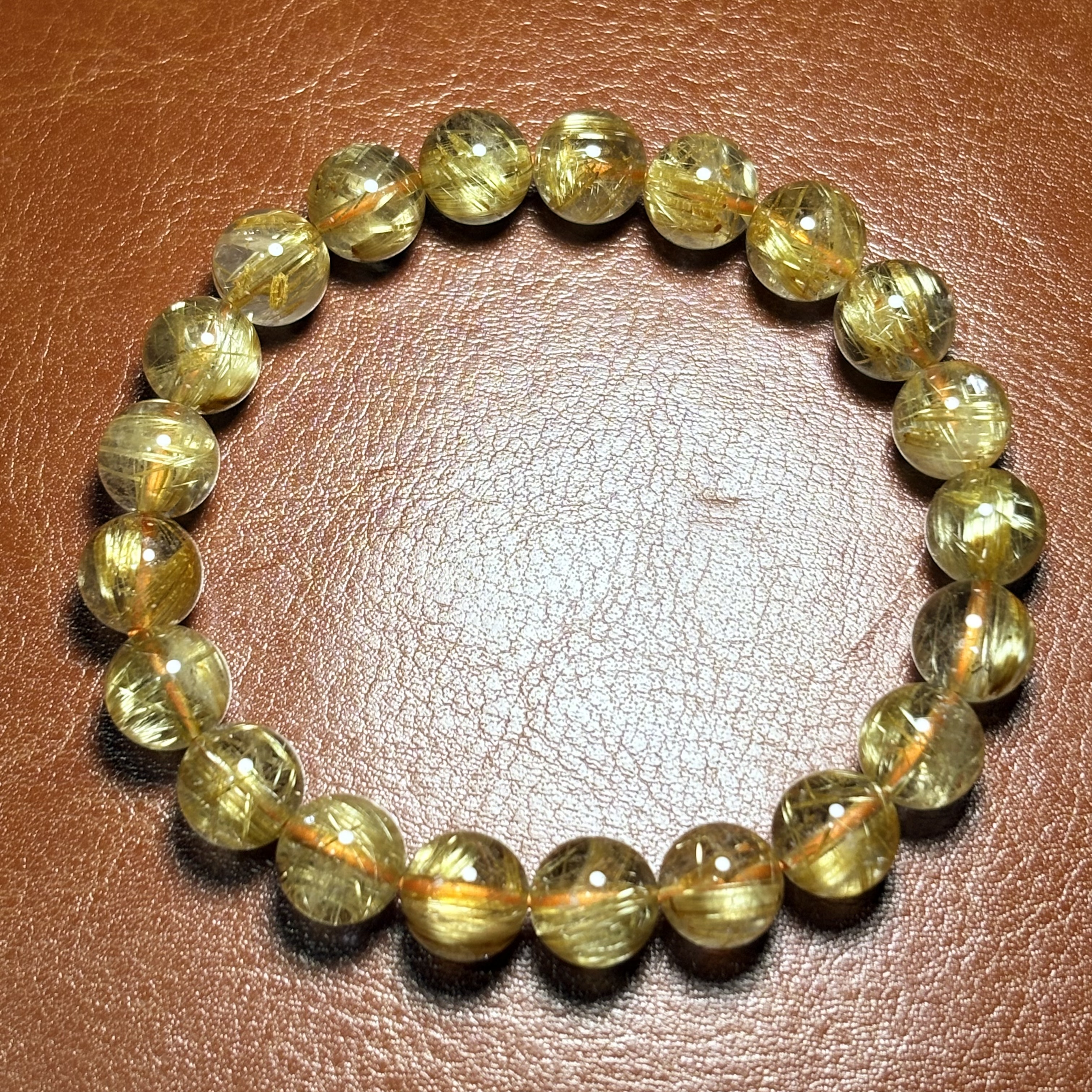 9mm5A+金鈦晶髮晶手串No.A6105