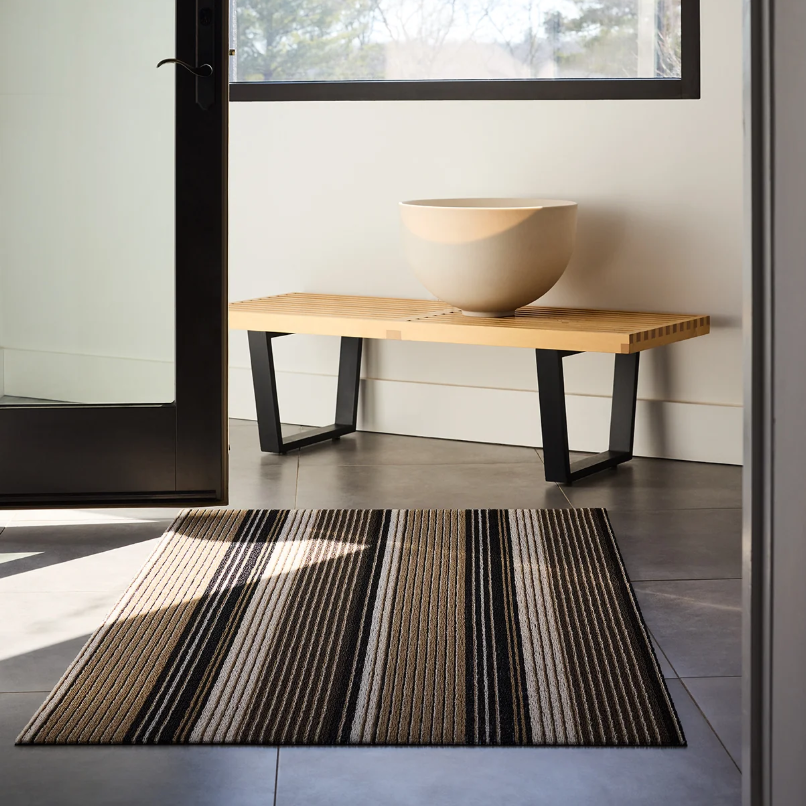 Pleat Stripe Shag Mat - Oyster