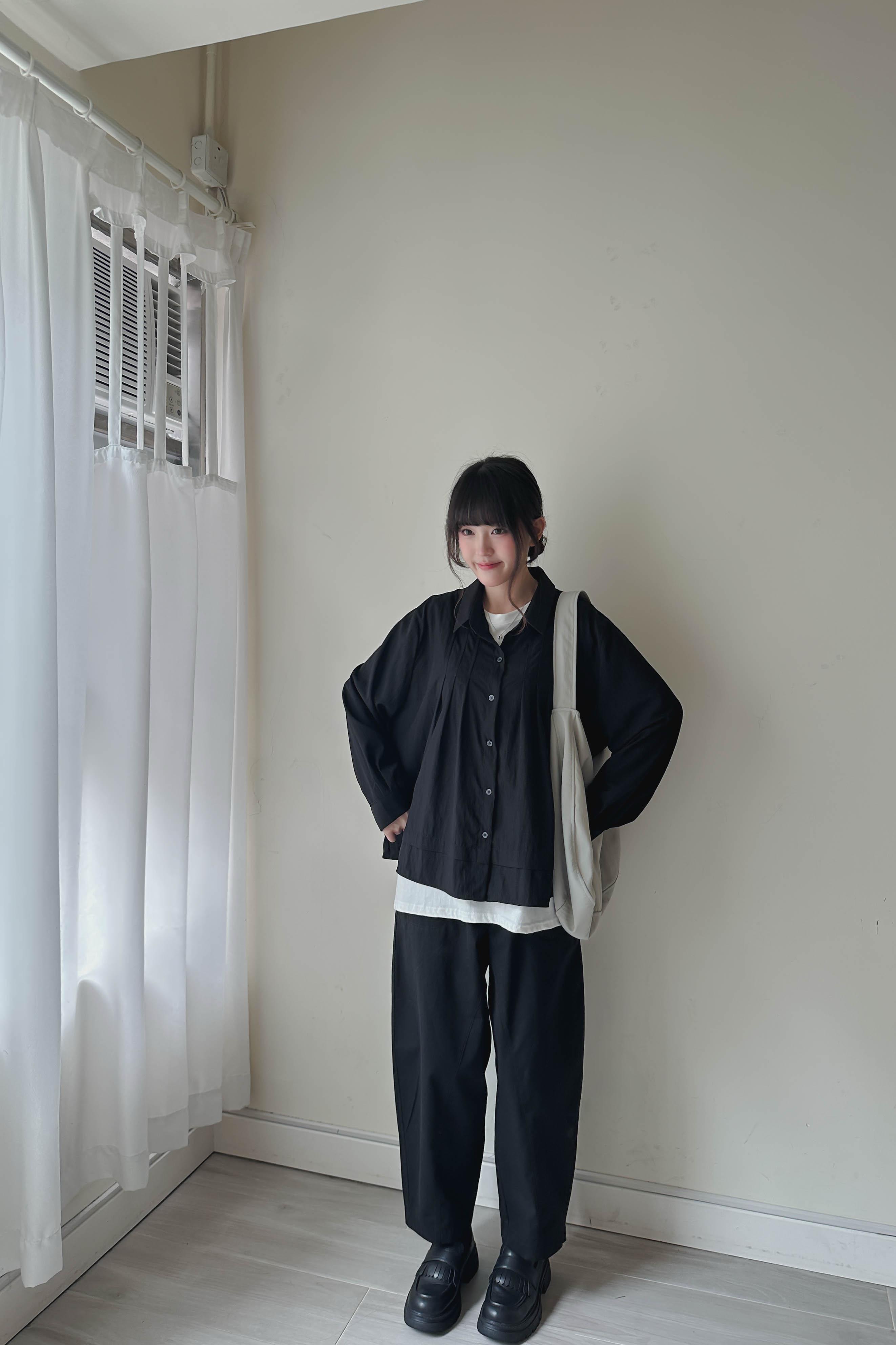 爽料設計感打褶恤衫 (兩色入)