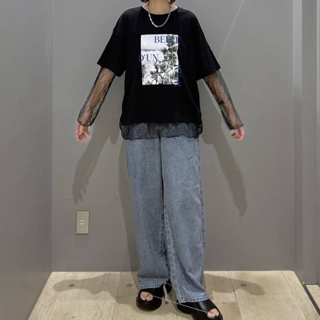 【✨️日本🇯🇵 pre-order 薄紗lace tee✨️】 【共4色 | Free Size | 粉藍/米白/深灰/黑色】【註：深灰 | 日本6月下旬出貨】