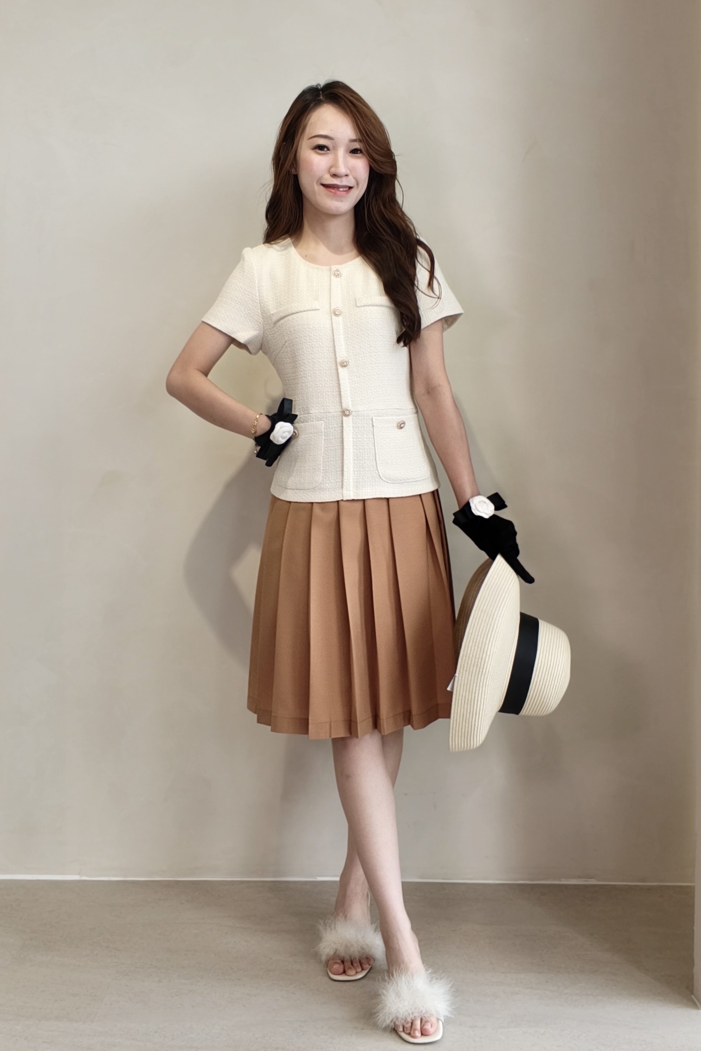 38118 Camille Pleated Midi Dress